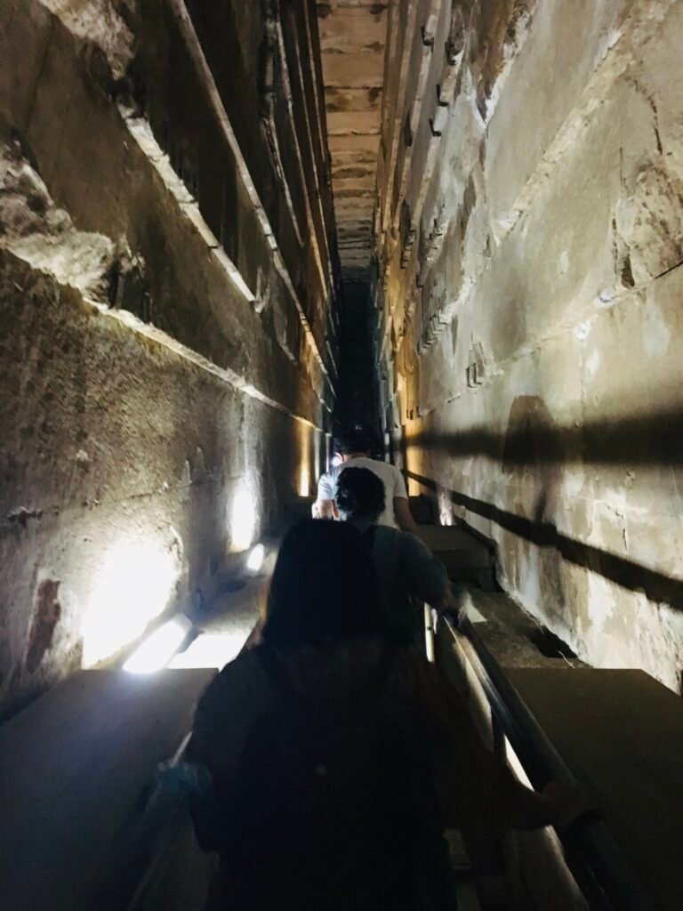 People ascend towards the chamber inside the Great Pyramid.