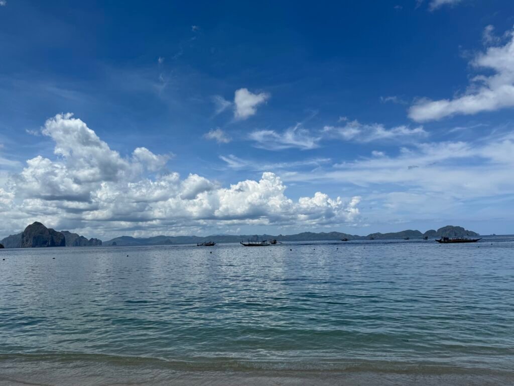 Bacuit Bay as seen from Papaya Beach in El Nido, Philippines.